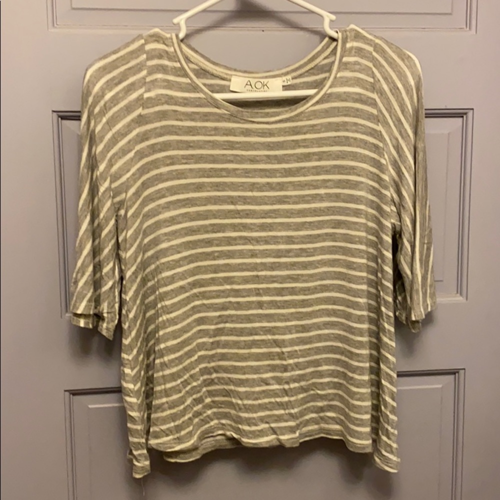 Grey and white striped crop top